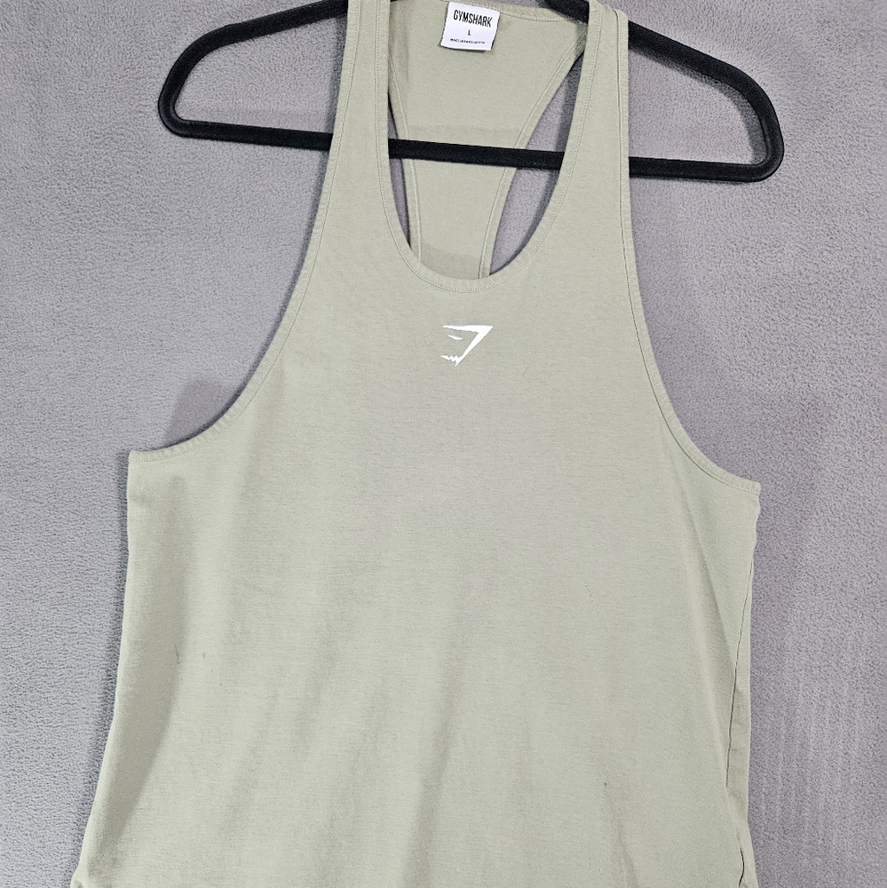 Gymshark Classic React Stringer Tank Top Slim Fit Shirt Green Large